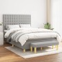 Cama box spring con colchón tela gris claro 140x190 cm de , Camas y somieres - Ref: Foro24-3137469, Precio: 547,15 €, Descuen...