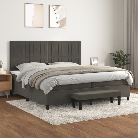 Cama box spring con colchón terciopelo gris oscuro 200x200 cm de , Camas y somieres - Ref: Foro24-3137984, Precio: 722,99 €, ...