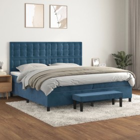 Cama box spring con colchón terciopelo azul oscuro 200x200 cm de , Camas y somieres - Ref: Foro24-3138107, Precio: 767,45 €, ...