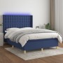 Cama box spring colchón y luces LED tela azul 140x190 cm de , Camas y somieres - Ref: Foro24-3139195, Precio: 519,88 €, Descu...