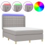Cama box spring colchón y luces LED tela gris claro 140x200 cm de , Camas y somieres - Ref: Foro24-3139197, Precio: 514,59 €,...
