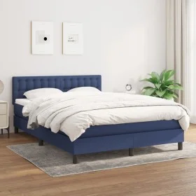 Box spring bed with blue fabric mattress 140x200 cm by , Beds and slatted bases - Ref: Foro24-3140383, Price: 428,96 €, Disco...