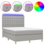 Cama box spring colchón y luces LED tela gris claro 140x190 cm de , Camas y somieres - Ref: Foro24-3135749, Precio: 518,74 €,...