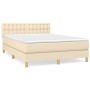 Cama box spring con colchón tela color crema 140x200 cm de , Camas y somieres - Ref: Foro24-3140942, Precio: 446,94 €, Descue...