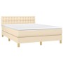 Cama box spring con colchón tela color crema 140x200 cm de , Camas y somieres - Ref: Foro24-3140942, Precio: 446,94 €, Descue...