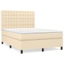 Cama box spring con colchón tela color crema 140x190 cm de , Camas y somieres - Ref: Foro24-3142094, Precio: 494,79 €, Descue...