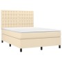 Cama box spring con colchón tela color crema 140x190 cm de , Camas y somieres - Ref: Foro24-3142094, Precio: 494,79 €, Descue...
