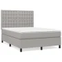 Box spring bed with light gray fabric mattress 140x190 cm by , Beds and slatted bases - Ref: Foro24-3142089, Price: 511,71 €,...