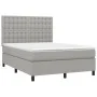 Box spring bed with light gray fabric mattress 140x190 cm by , Beds and slatted bases - Ref: Foro24-3142089, Price: 511,71 €,...