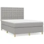 Box spring bed with light gray fabric mattress 140x200 cm by , Beds and slatted bases - Ref: Foro24-3142657, Price: 489,05 €,...