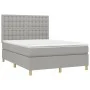 Box spring bed with light gray fabric mattress 140x200 cm by , Beds and slatted bases - Ref: Foro24-3142657, Price: 489,05 €,...