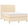 Cama box spring con colchón tela color crema 140x200 cm de , Camas y somieres - Ref: Foro24-3142662, Precio: 536,71 €, Descue...