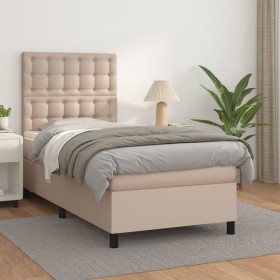 Cama box spring con colchón cuero sintético capuchino 80x200 cm de , Camas y somieres - Ref: Foro24-3142814, Precio: 309,99 €...
