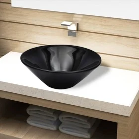 Lavabo de cerámica negro redondo de vidaXL, Lavabos - Ref: Foro24-141927, Precio: 61,31 €, Descuento: %