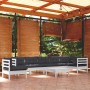 Muebles de jardín 9 pzas y cojines blanco madera maciza de pino de , Conjuntos de jardín - Ref: Foro24-3096738, Precio: 738,9...