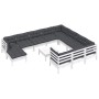 Muebles de jardín 12 pzas con cojines blanco madera de pino de , Conjuntos de jardín - Ref: Foro24-3097050, Precio: 1,00 €, D...