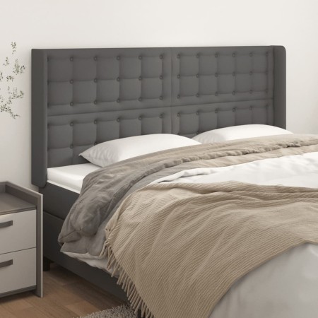 Cabecero con orejas cuero sintético gris 163x16x118/128cm de , Cabeceros y pies de cama - Ref: Foro24-3119680, Precio: 126,74...