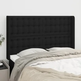 Cabecero con orejas de tela negro 147x16x118/128 cm de , Cabeceros y pies de cama - Ref: Foro24-3120014, Precio: 126,57 €, De...