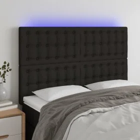 Cabecero con luces LED tela negro 144x5x118/128 cm de , Cabeceros y pies de cama - Ref: Foro24-3122858, Precio: 113,21 €, Des...