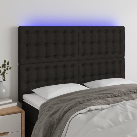 Cabecero con luces LED tela negro 144x5x118/128 cm de , Cabeceros y pies de cama - Ref: Foro24-3122858, Precio: 116,04 €, Des...