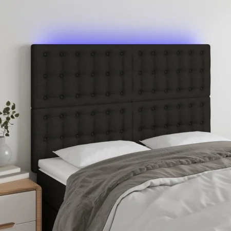 Kopfteil mit LED-Beleuchtung, schwarzer Stoff, 144 x 5 x 118/128 cm von , Kopf- und Fußteile - Ref: Foro24-3122858, Preis: 11...