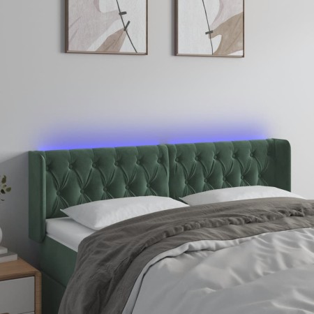 Cabecero con LED de terciopelo verde oscuro 147x16x78/88 cm de , Cabeceros y pies de cama - Ref: Foro24-3123623, Precio: 91,7...