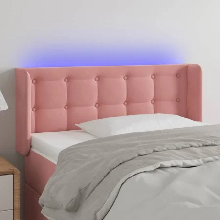 Pink velvet headboard with LED 83x16x78/88 cm by , Headboards and footboards - Ref: Foro24-3123705, Price: 56,46 €, Discount: %