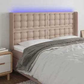 Cabecero con LED cuero sintético capuchino 163x16x118/128cm de , Cabeceros y pies de cama - Ref: Foro24-3124149, Precio: 134,...