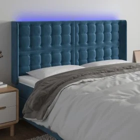 Cabecero con LED de terciopelo azul oscuro 163x16x118/128 cm de , Cabeceros y pies de cama - Ref: Foro24-3124540, Precio: 145...