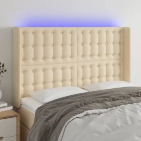 Kopfteil aus cremefarbenem Stoff mit LED 147x16x118/128 cm von , Kopf- und Fußteile - Ref: Foro24-3124485, Preis: 121,93 €, R...