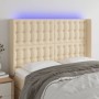 Cabecero con LED de tela color crema 147x16x118/128 cm de , Cabeceros y pies de cama - Ref: Foro24-3124485, Precio: 140,44 €,...
