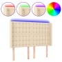 Cabecero con LED de tela color crema 147x16x118/128 cm de , Cabeceros y pies de cama - Ref: Foro24-3124485, Precio: 140,44 €,...