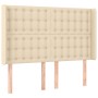 Cabecero con LED de tela color crema 147x16x118/128 cm de , Cabeceros y pies de cama - Ref: Foro24-3124485, Precio: 140,44 €,...