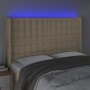 Cabecero con LED de tela color crema 147x16x118/128 cm de , Cabeceros y pies de cama - Ref: Foro24-3124485, Precio: 140,44 €,...