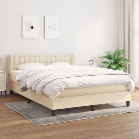 Box spring bed with cream fabric mattress 140x200 cm by , Beds and slatted bases - Ref: Foro24-3126570, Price: 449,83 €, Disc...
