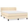 Cama box spring con colchón tela color crema 140x200 cm de , Camas y somieres - Ref: Foro24-3126570, Precio: 466,76 €, Descue...