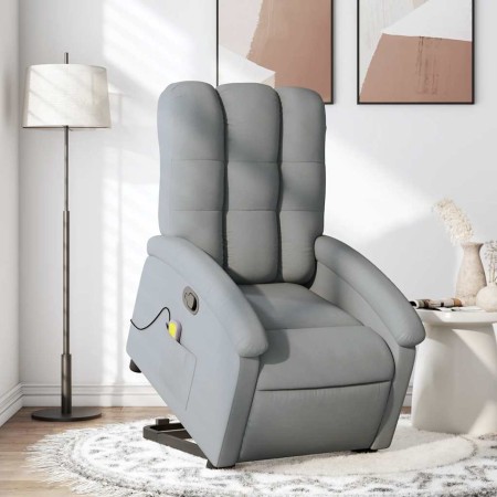 Sillón de masaje reclinable de pie de tela gris claro en Sillones | Comprar online en Foru.es