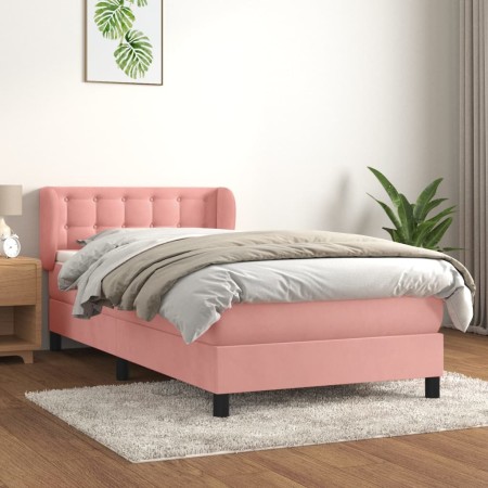 Cama box spring con colchón terciopelo rosa 80x200 cm de , Camas y somieres - Ref: Foro24-3127702, Precio: 286,07 €, Descuent...