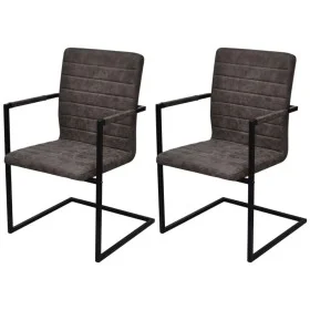 Sillas de comedor voladizas 2 unidades cuero sintético marrón de vidaXL, Sillas de comedor - Ref: Foro24-242284, Precio: 180,...