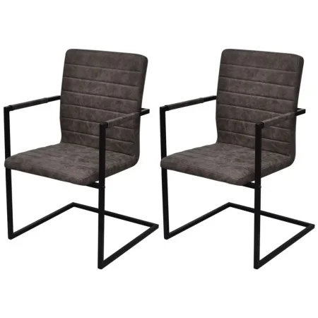 Sillas de comedor voladizas 2 unidades cuero sintético marrón de vidaXL, Sillas de comedor - Ref: Foro24-242284, Precio: 180,...