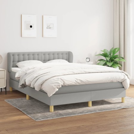 Cama box spring con colchón tela gris claro 140x190 cm de , Camas y somieres - Ref: Foro24-3127117, Precio: 487,46 €, Descuen...