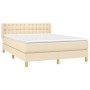 Cama box spring con colchón tela color crema 140x200 cm de , Camas y somieres - Ref: Foro24-3130598, Precio: 457,71 €, Descue...