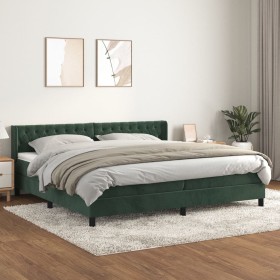 Cama box spring con colchón terciopelo verde oscuro 200x200 cm de , Camas y somieres - Ref: Foro24-3131162, Precio: 658,28 €,...