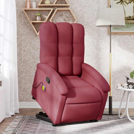 Sillón reclinable de masaje elevable tela rojo tinto en Sillones | Comprar online en Foru.es