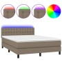 Cama box spring colchón y luces LED tela gris taupe 140x200 cm de , Camas y somieres - Ref: Foro24-3133481, Precio: 458,14 €,...