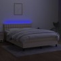 Cama box spring colchón y luces LED tela crema 140x190 cm de , Camas y somieres - Ref: Foro24-3133474, Precio: 418,81 €, Desc...