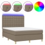 Cama box spring colchón y luces LED tela gris taupe 140x190 cm de , Camas y somieres - Ref: Foro24-3135753, Precio: 522,95 €,...