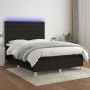 Box spring bed mattress and LED lights black fabric 140x190 cm by , Beds and slatted bases - Ref: Foro24-3135751, Price: 468,...