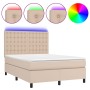 Cama box spring colchón LED cuero sintético capuchino 140x200cm de , Camas y somieres - Ref: Foro24-3135950, Precio: 513,43 €...