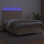 Cama box spring colchón LED cuero sintético capuchino 140x200cm de , Camas y somieres - Ref: Foro24-3135950, Precio: 513,43 €...